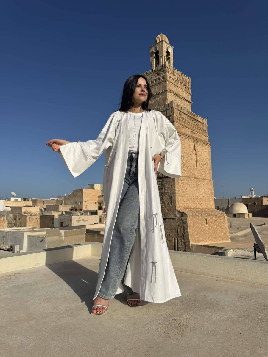 Abaya Bow White
